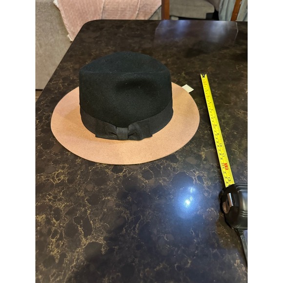 Chicos Womens Wool Colorblock Bucket Hat Black Tan Camel Fedora New 570241651 main image 4